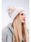 Beige winter hat with a cuff C11 - Online store - Boutique